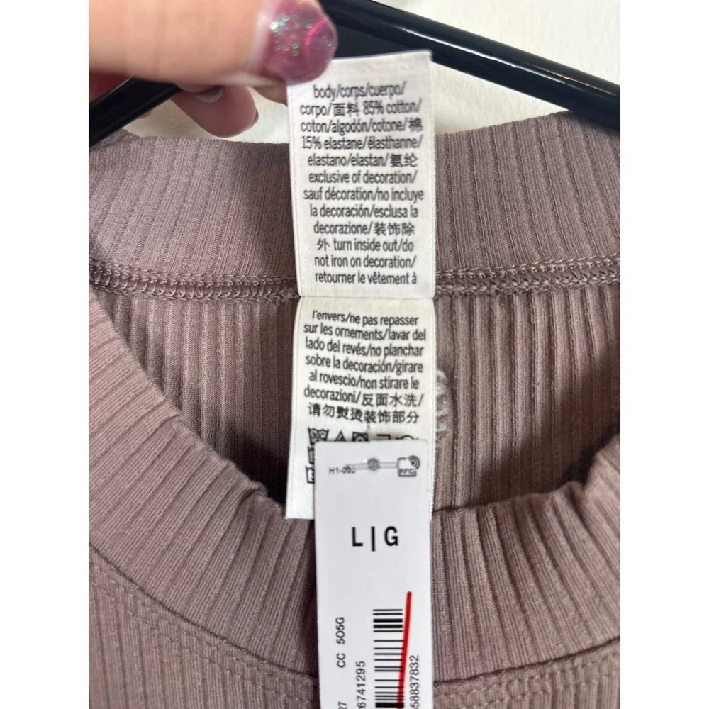 PINK Victoria's Secret Ribbed Long Sleeve Crew Neck Mini‎ Dress Mauve Size Large - Picture 3 of 5